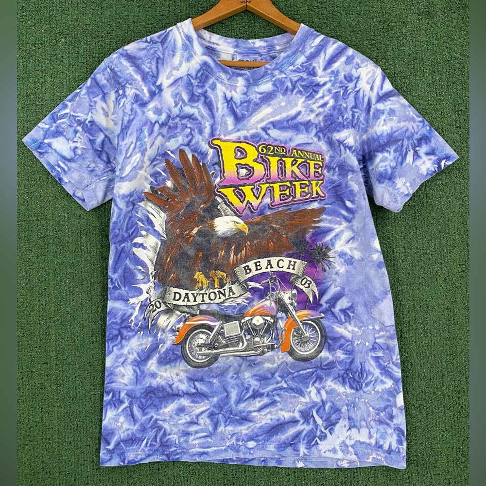 VTG 2003 Daytona Bike Week Eagle Motorcycle Tie Dye T-Shirt Women’s Size Small